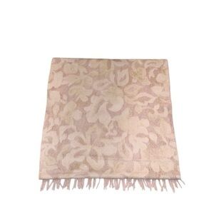 Loro Piana 100% Cashmere Blush‎ Tan Floral Fringe Scarf